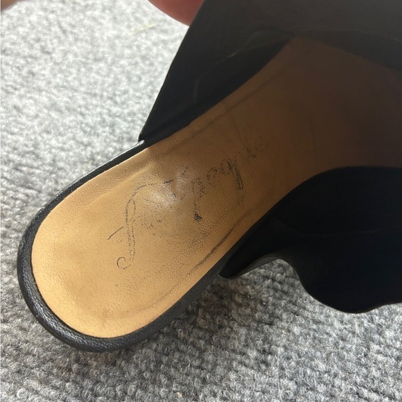 FREE PEOPLE Women’s Black Leather Sienna Slip-On Ruffle Mules Slides size: 7 - Picture 11 of 13